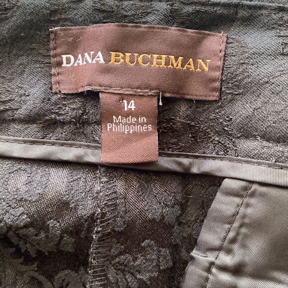 ❤️Last Chance Dana Buchman cotton blend black paisley cigarette pants size 14 - Picture 4 of 10